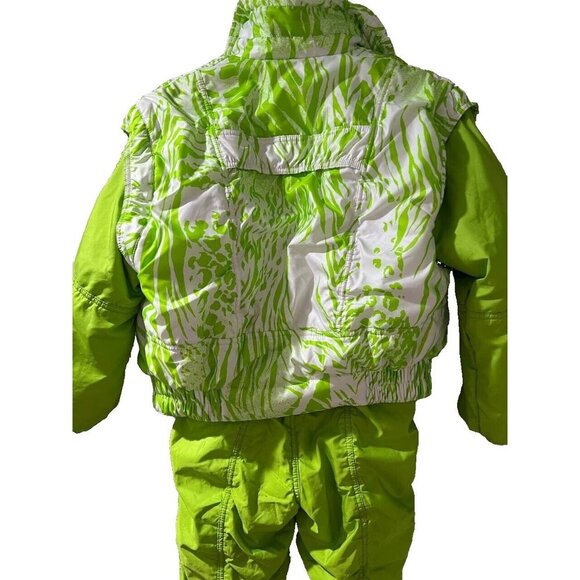 Vintage Girl Warm Snowsuit Ski Jacket Pants Set Windproof Green 140 M A000089 - Picture 3 of 15